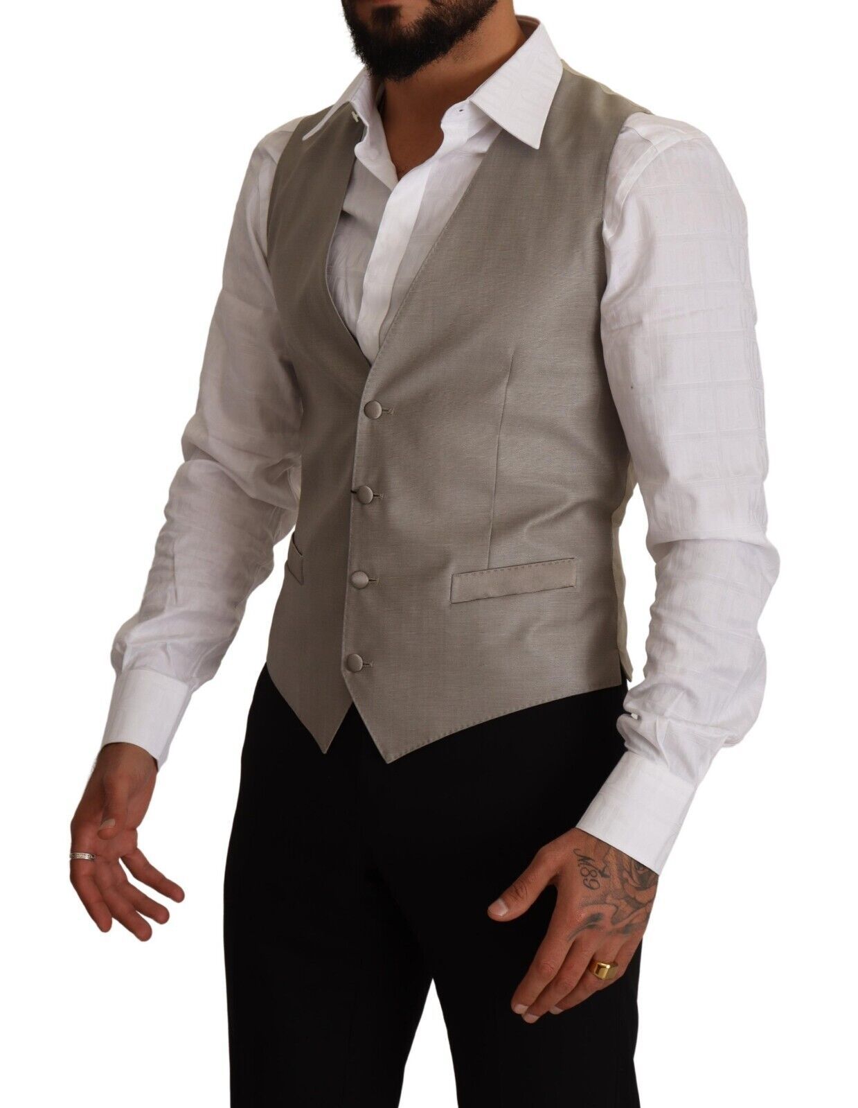 Dolce &amp; Gabbana Beige Wool Single Breasted Waistcoat Vest