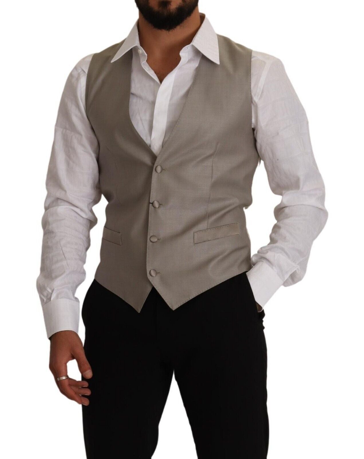 Dolce &amp; Gabbana Beige Wool Single Breasted Waistcoat Vest