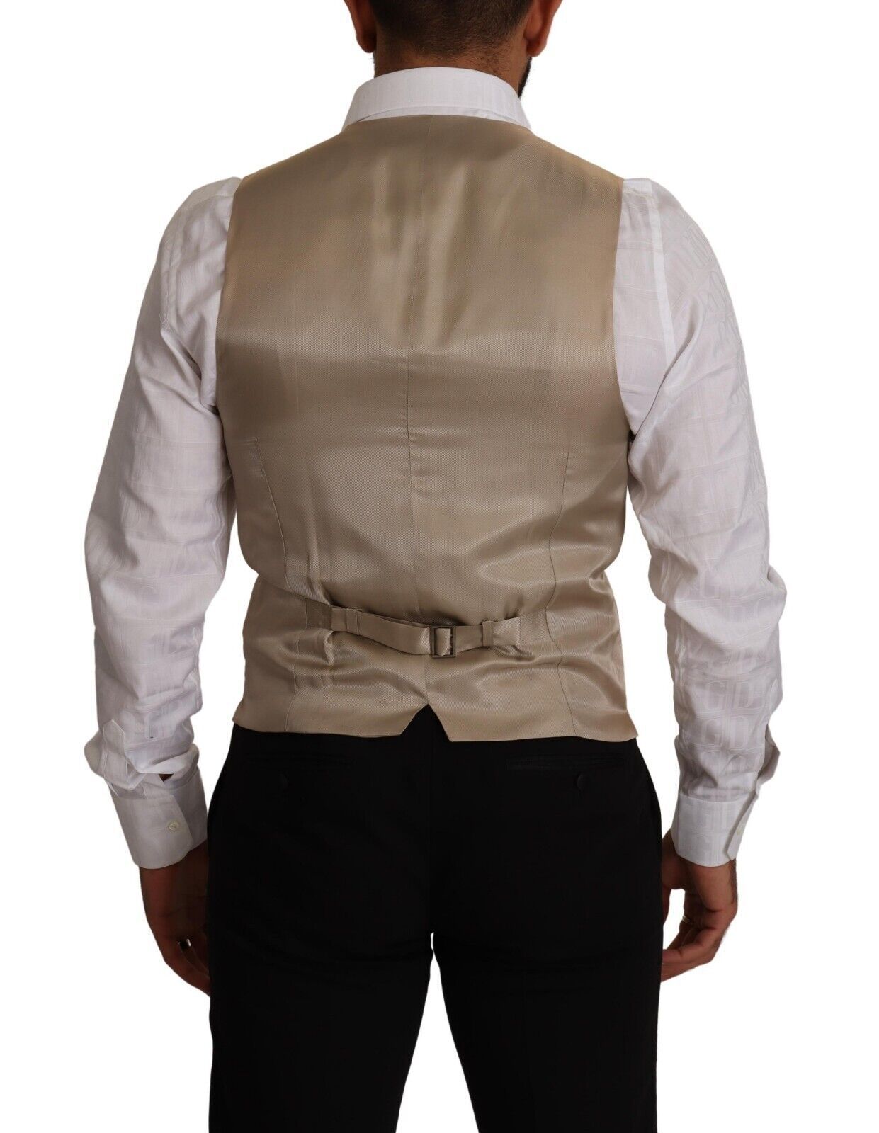 Dolce &amp; Gabbana Beige Cotton Silk Slim Fit Waistcoat Vest