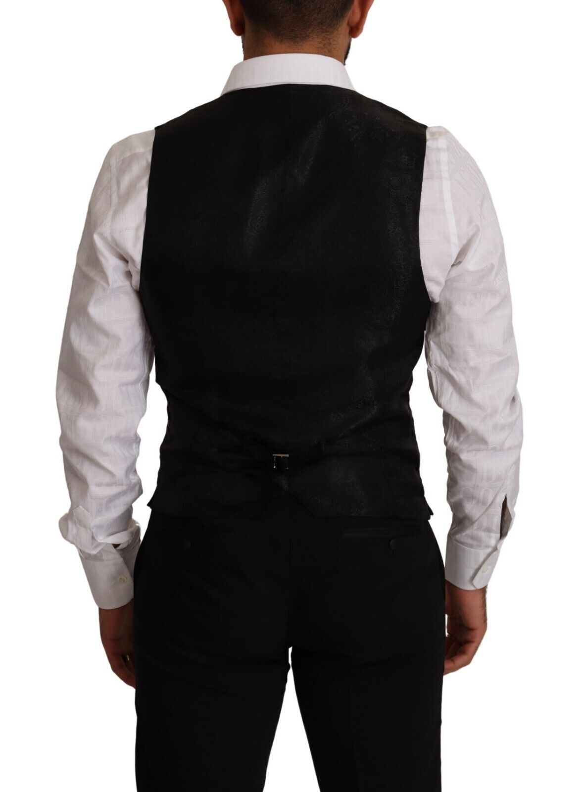 Dolce &amp; Gabbana Black Wool Single Breasted Waistcoat Vest