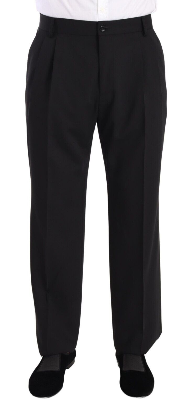 Dolce &amp; Gabbana Black Wool Formal Tuxedo Trouser Dress Pants