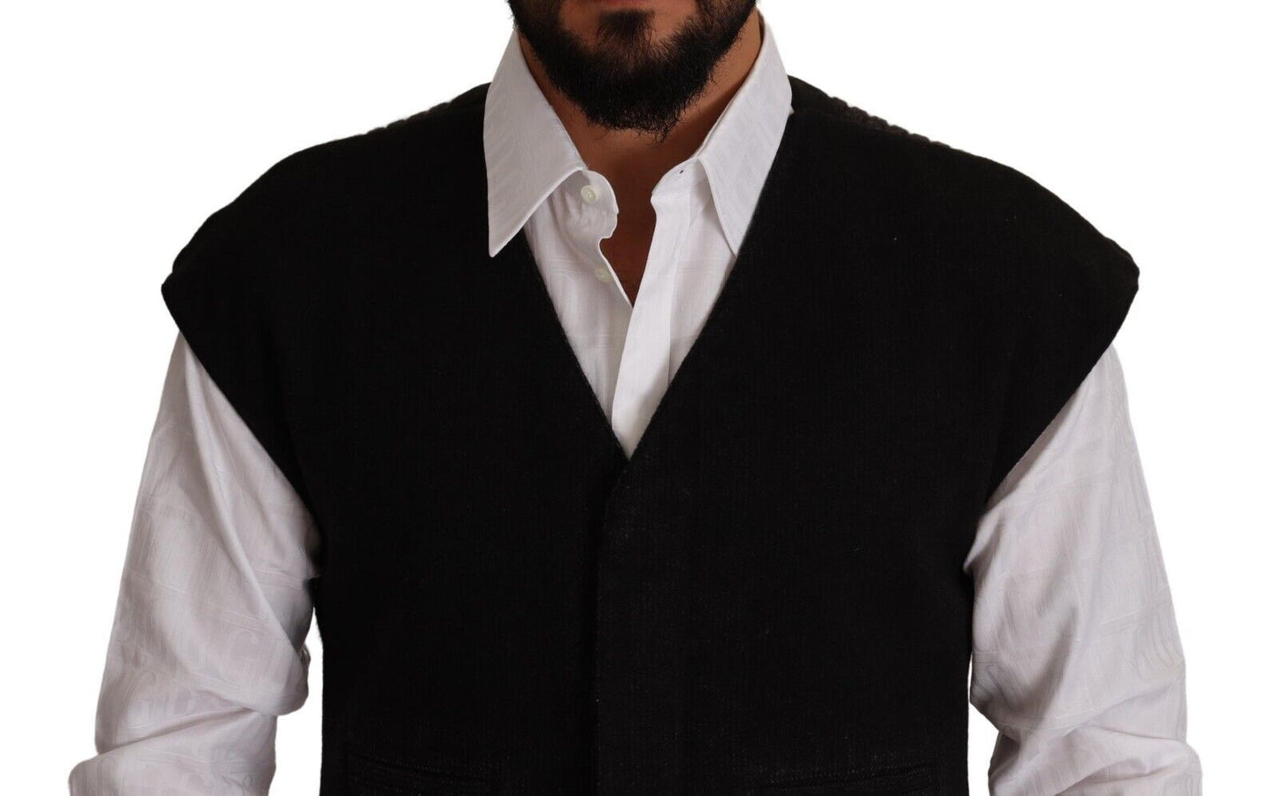 Dolce &amp; Gabbana Black Wool Cotton Dress Waistcoat Vest