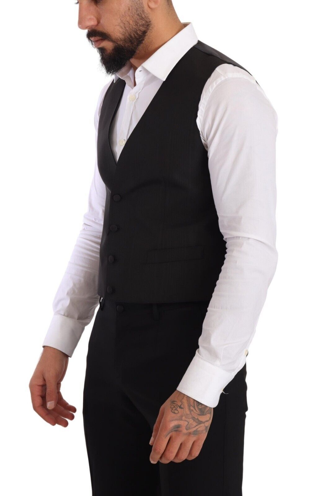 Dolce &amp; Gabbana Grey Silk Slim Fit Waistcoat Formal Vest