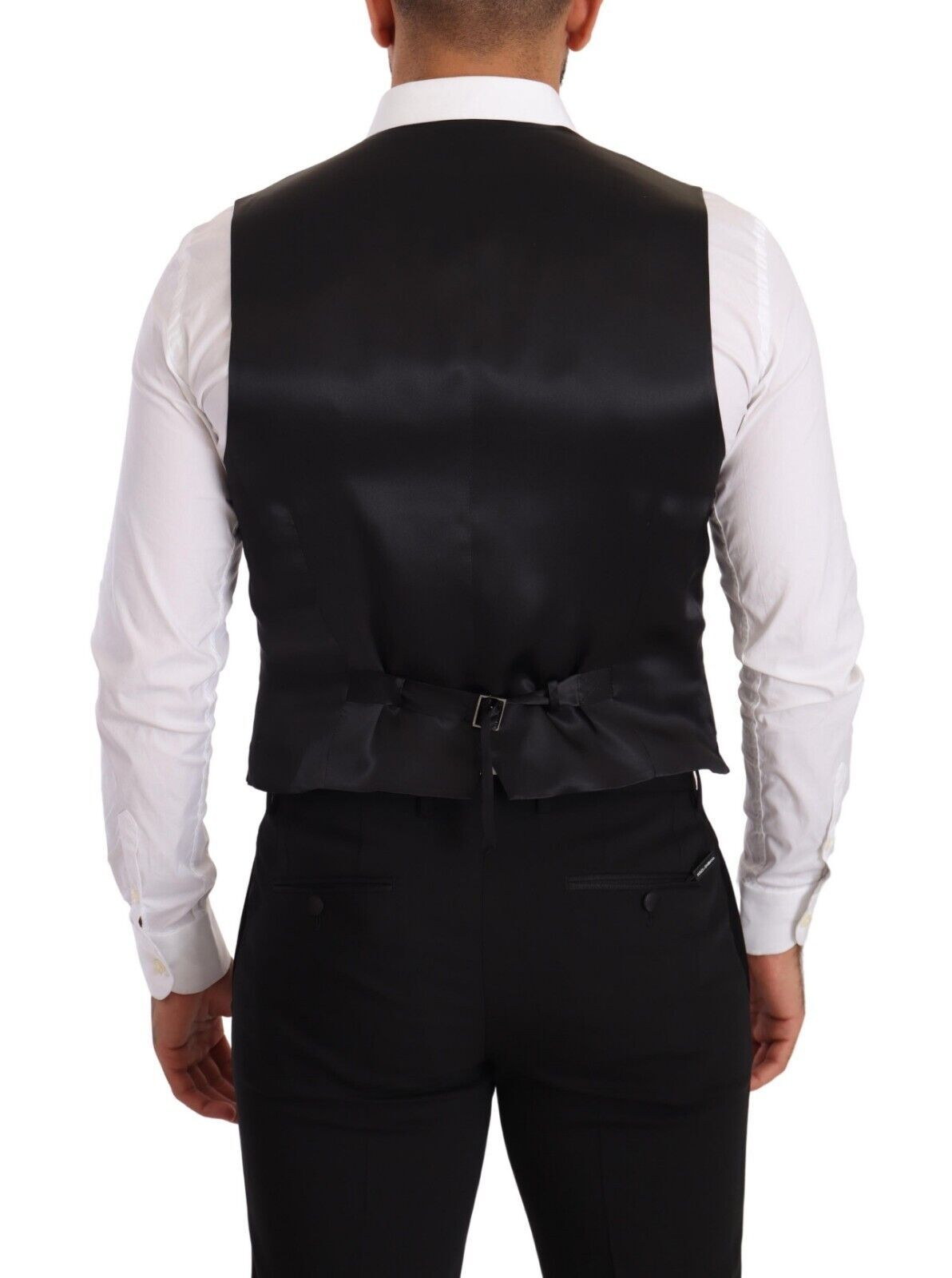 Dolce &amp; Gabbana Grey Silk Slim Fit Waistcoat Formal Vest