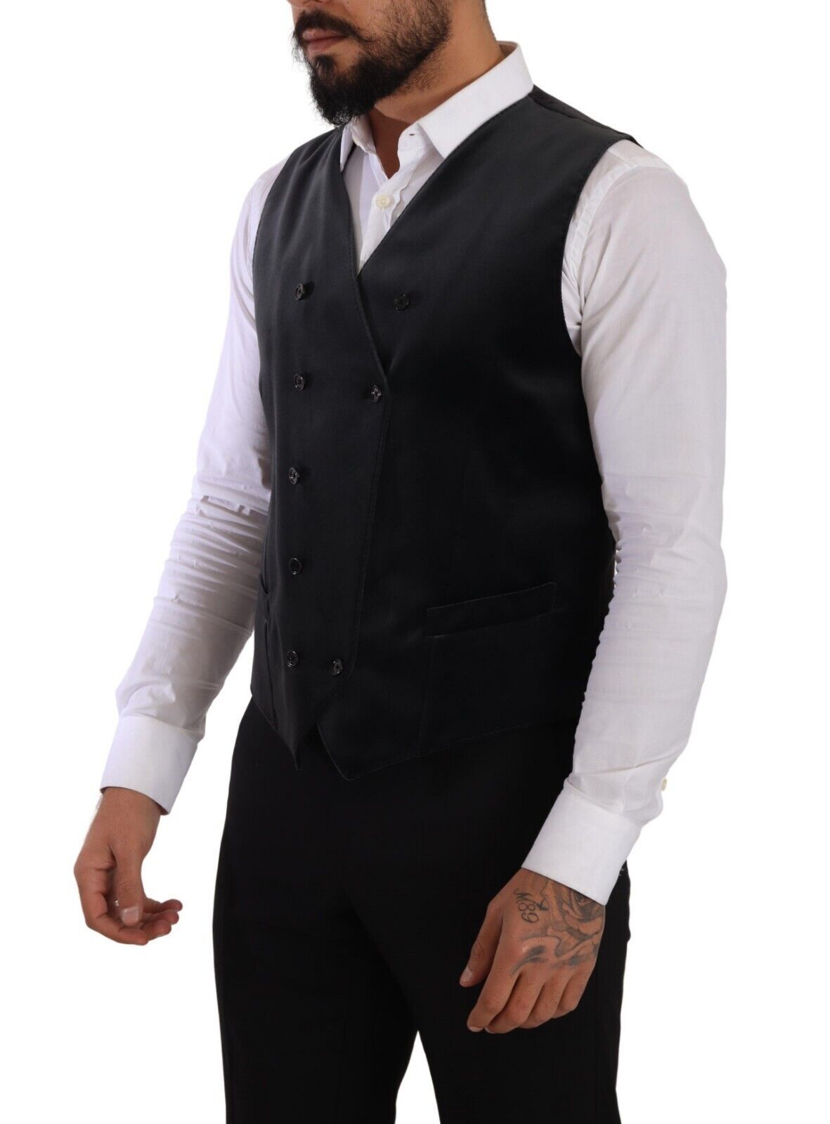 Dolce &amp; Gabbana Grey Velvet Cotton Slim Fit Waistcoat Vest