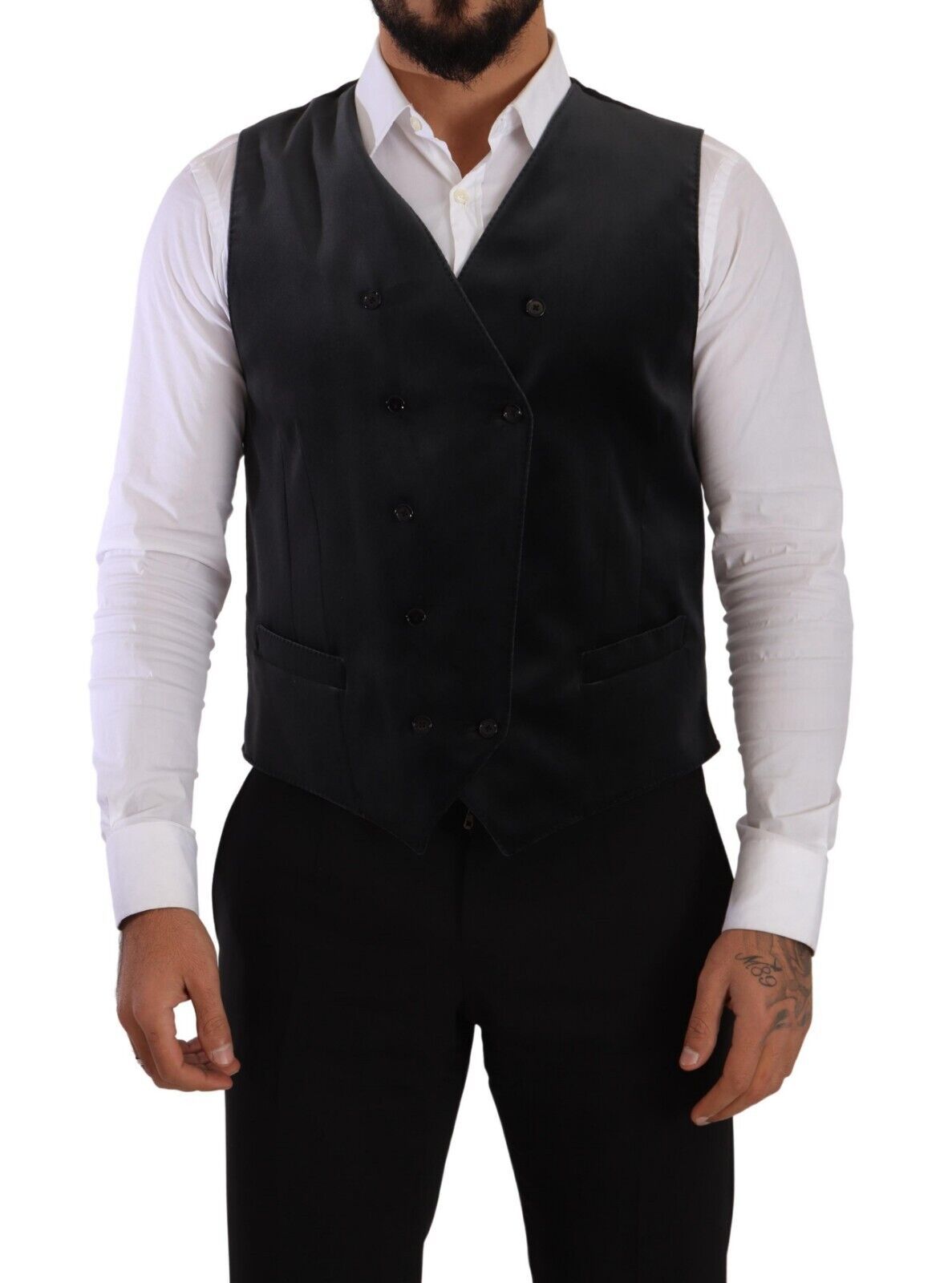 Dolce &amp; Gabbana Grey Velvet Cotton Slim Fit Waistcoat Vest