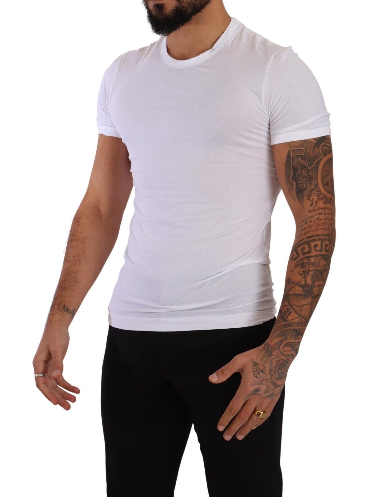 Dolce &amp; Gabbana White Round Neck Cotton Stretch T-shirt Underwear