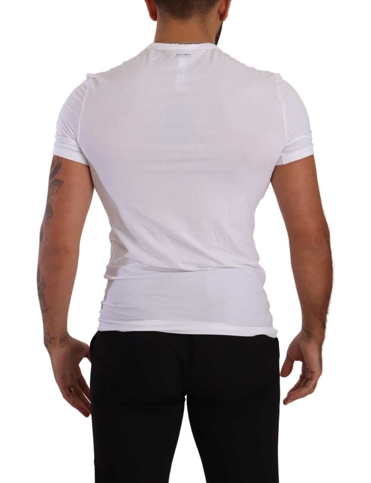 Dolce &amp; Gabbana White Round Neck Cotton Stretch T-shirt Underwear