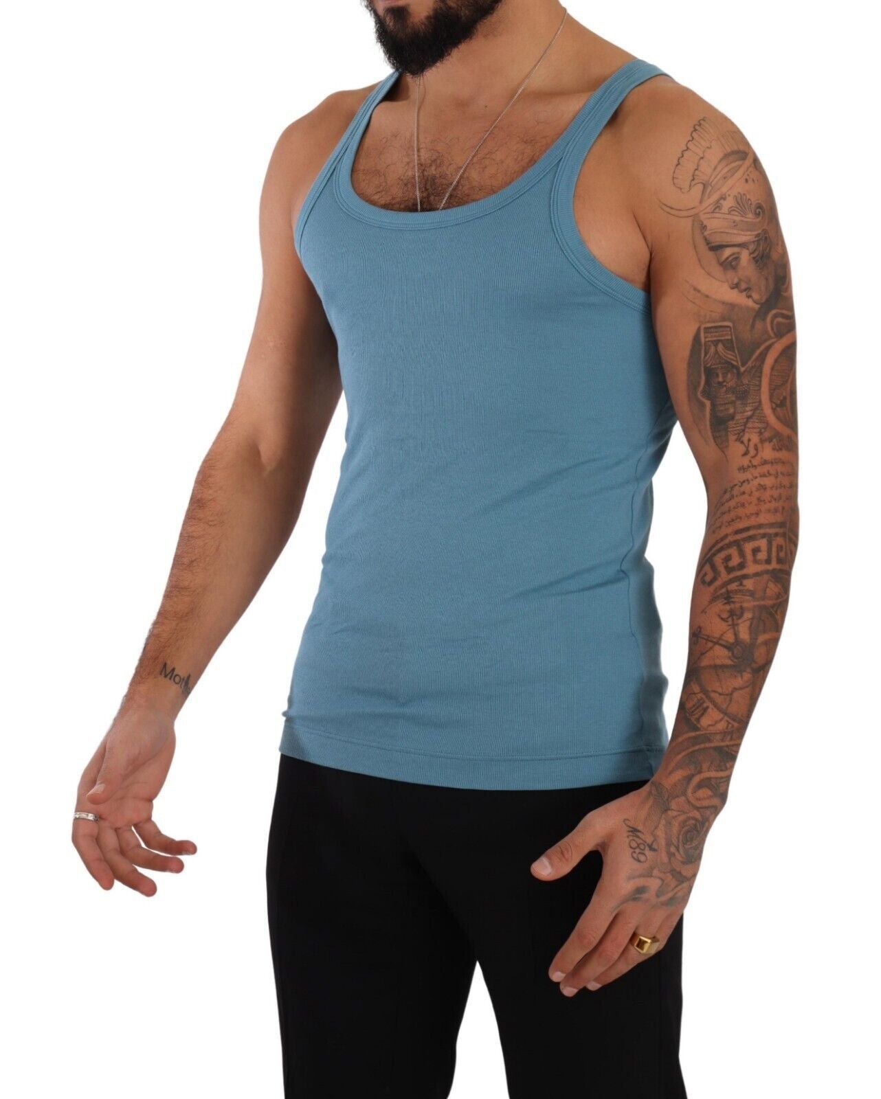 Dolce &amp; Gabbana Blue Cotton Round Neck T-shirt Tank Underwear