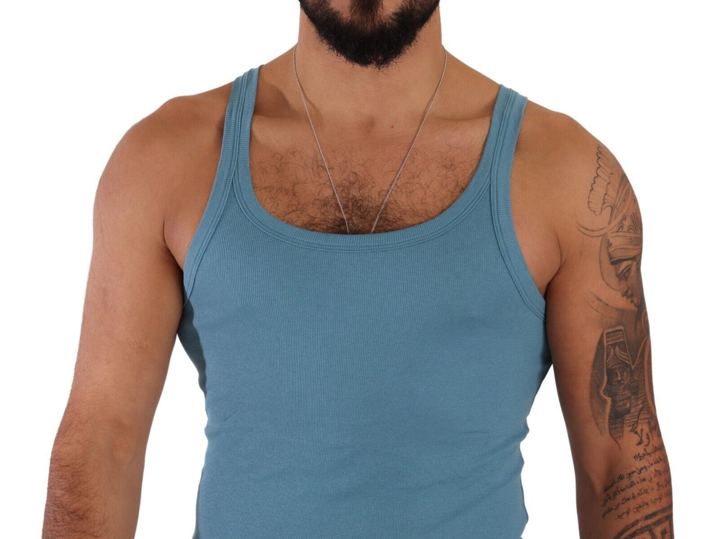 Dolce &amp; Gabbana Blaues Baumwoll-Rundhals-T-Shirt mit Tank-Unterwäsche