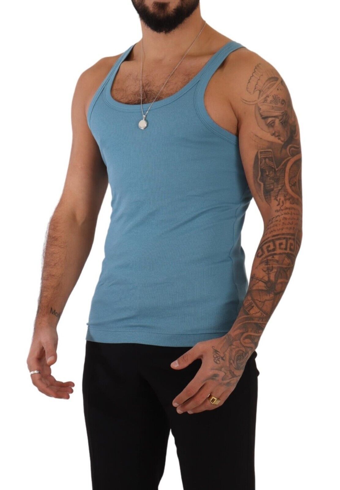 Dolce &amp; Gabbana Blue Cotton Round Neck T-shirt Tank Underwear