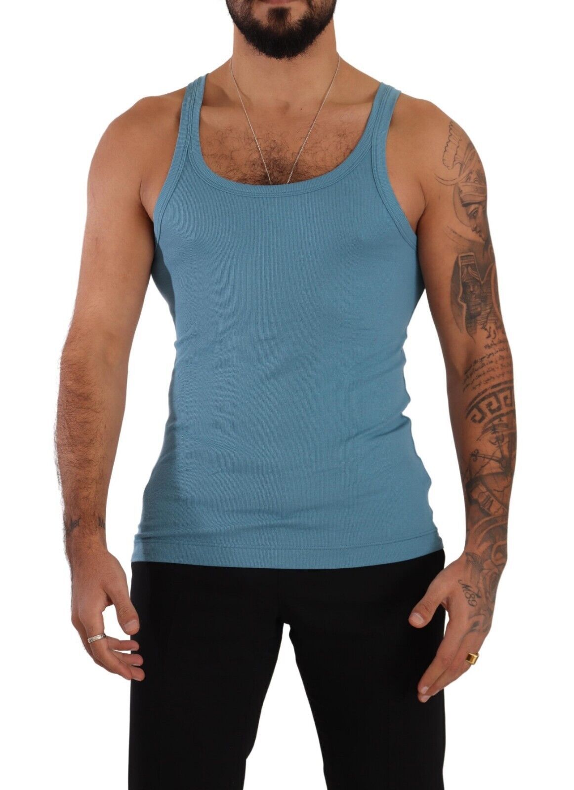 Dolce &amp; Gabbana Blue Cotton Round Neck T-shirt Tank Underwear