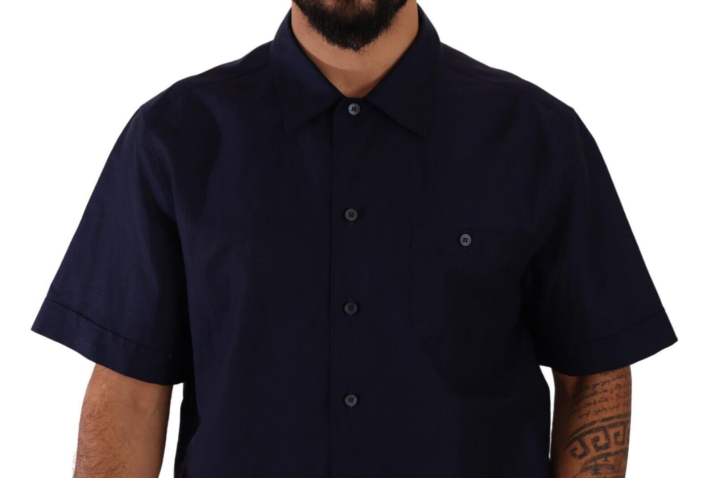 Dolce &amp; Gabbana Marineblaues Button-Down-Kurzarmhemd