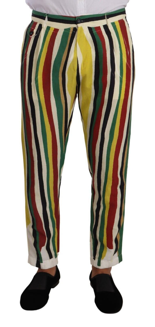 Dolce &amp; Gabbana Multicolor Striped Linen Cotton Pants