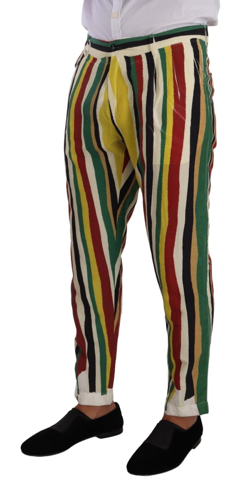 Dolce &amp; Gabbana Multicolor Striped Linen Cotton Pants