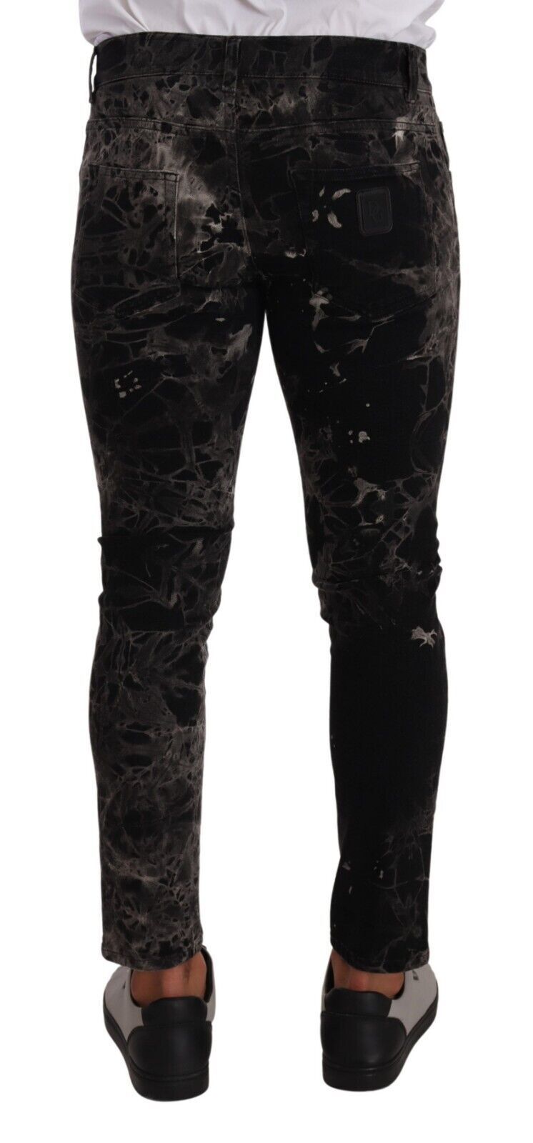 Dolce &amp; Gabbana Black Patterned Skinny Slim Fit Jeans