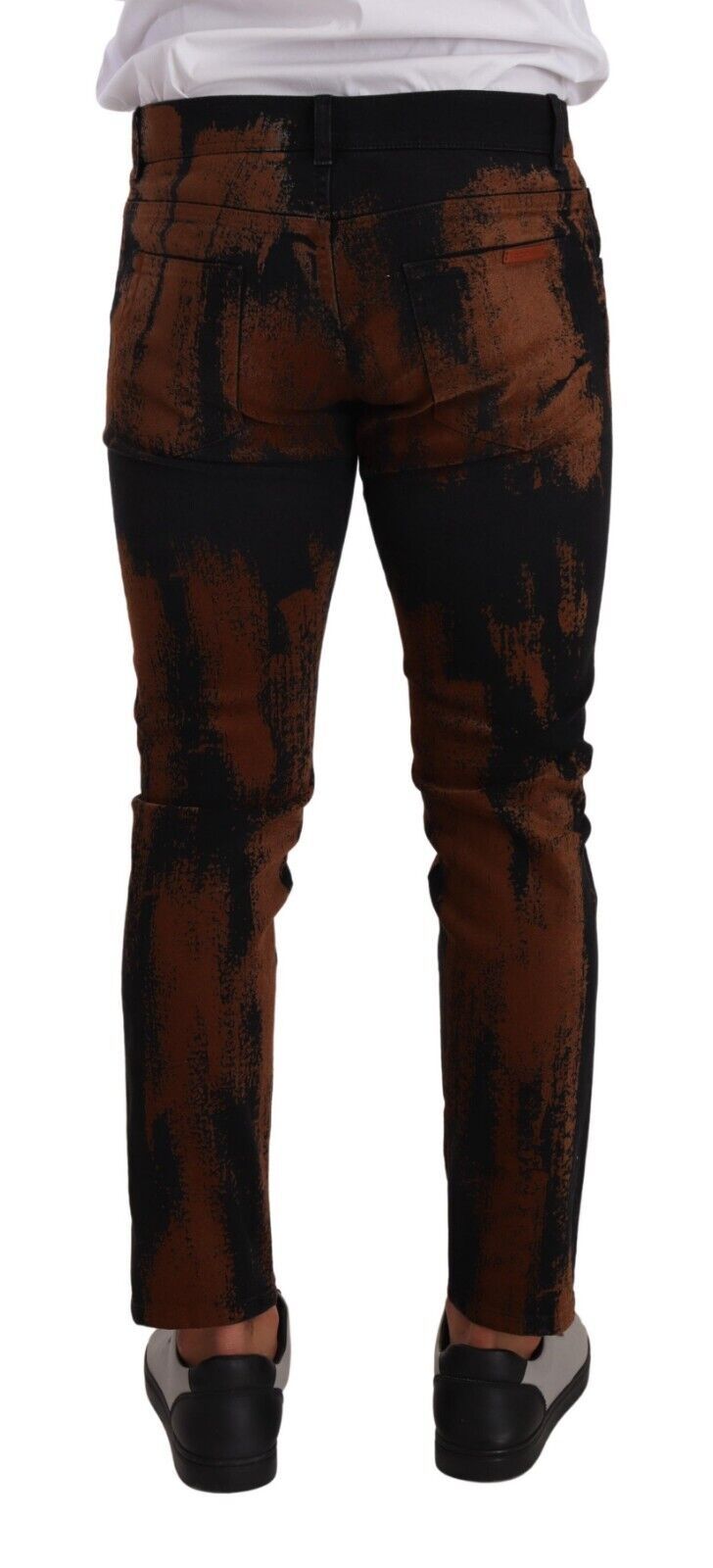 Dolce &amp; Gabbana Black Brown Tie Dye Cotton Skinny Denim Jeans