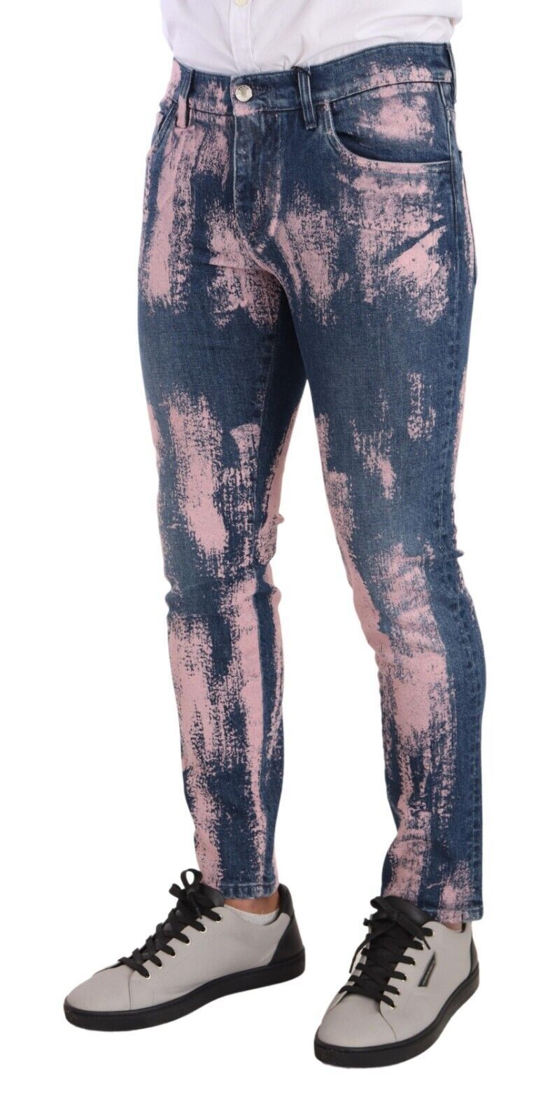 Dolce &amp; Gabbana Blue Pink Tie Dye Cotton Skinny Denim Jeans