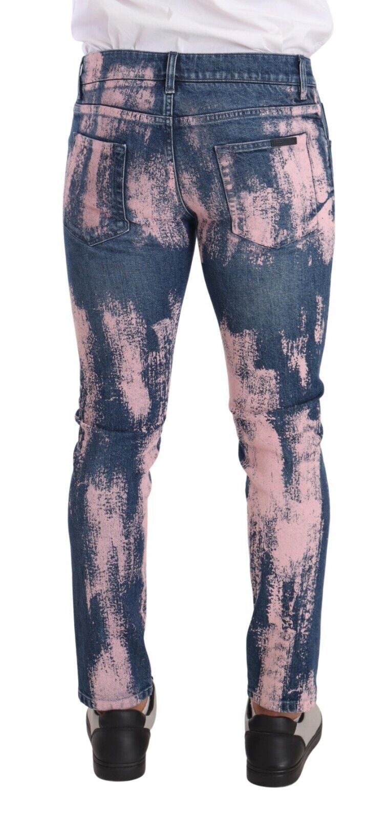 Dolce &amp; Gabbana Blue Pink Tie Dye Cotton Skinny Denim Jeans