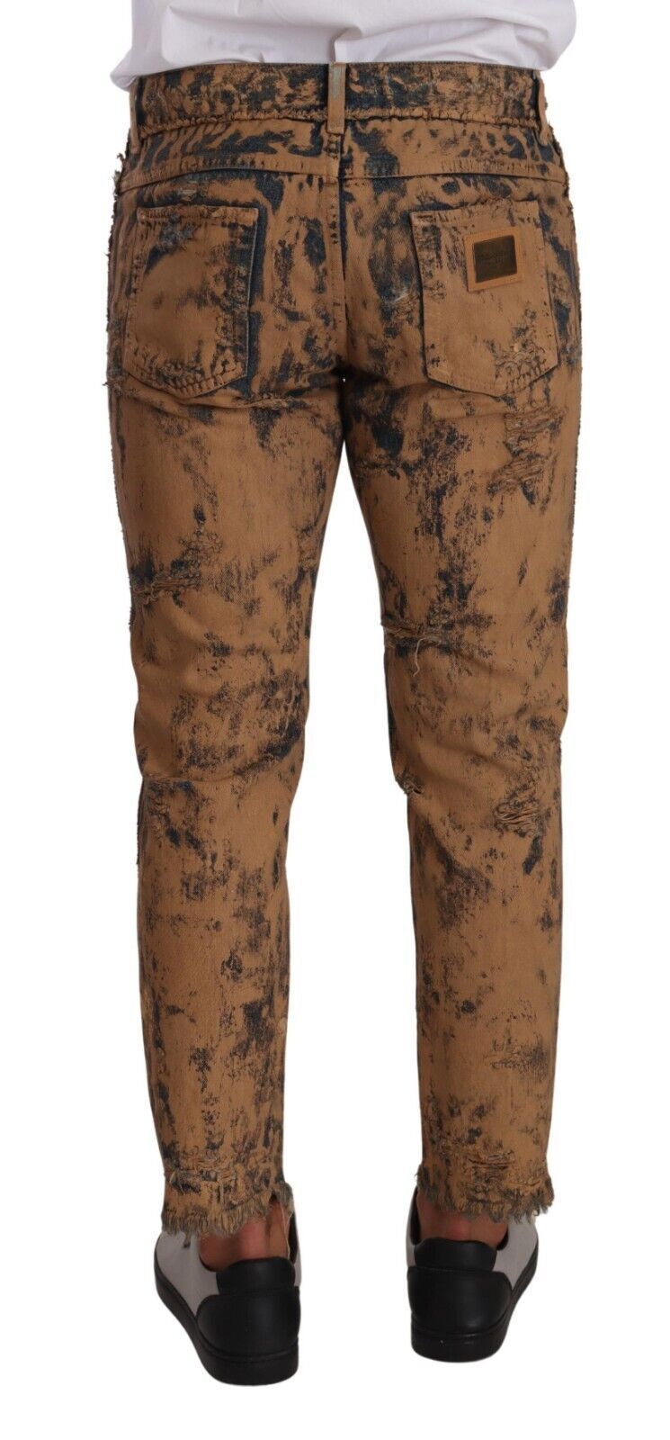 Dolce &amp; Gabbana Brown Distressed Cotton Regular Denim Jeans