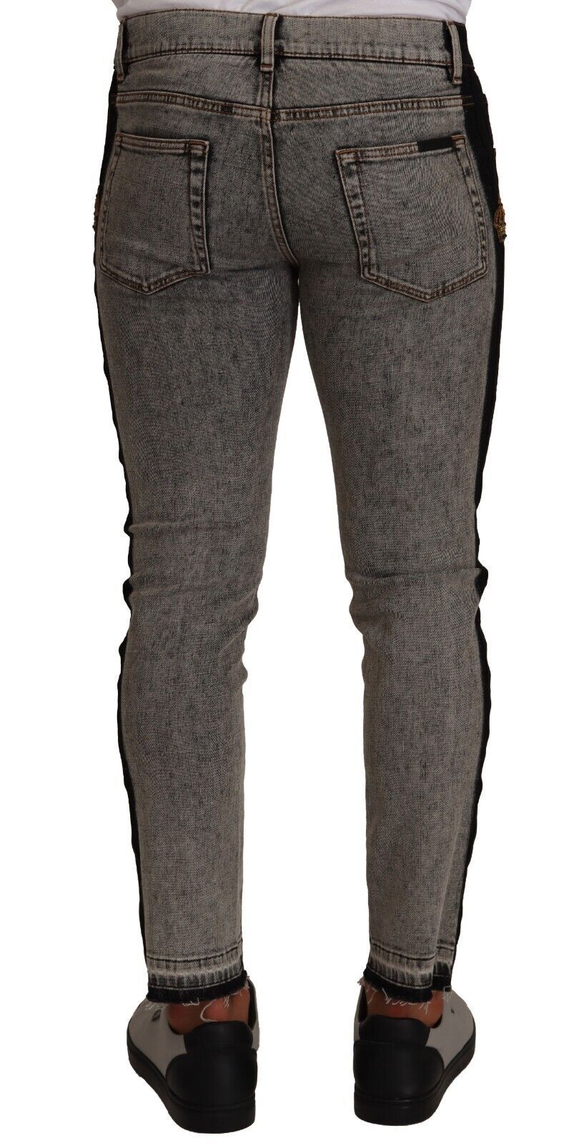 Dolce &amp; Gabbana Grey Wash Crown Embellished Skinny Denim Jeans