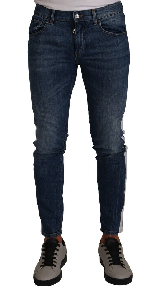 Dolce &amp; Gabbana Blue Washed Cotton Skinny Denim Jeans