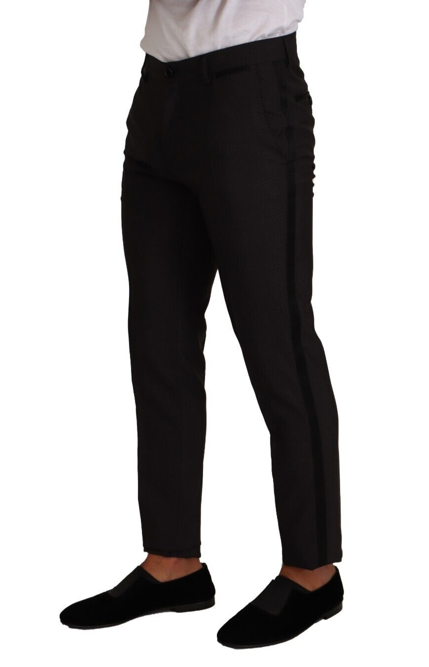 Dolce &amp; Gabbana Black Brown Formal Tuxedo Dress Pants