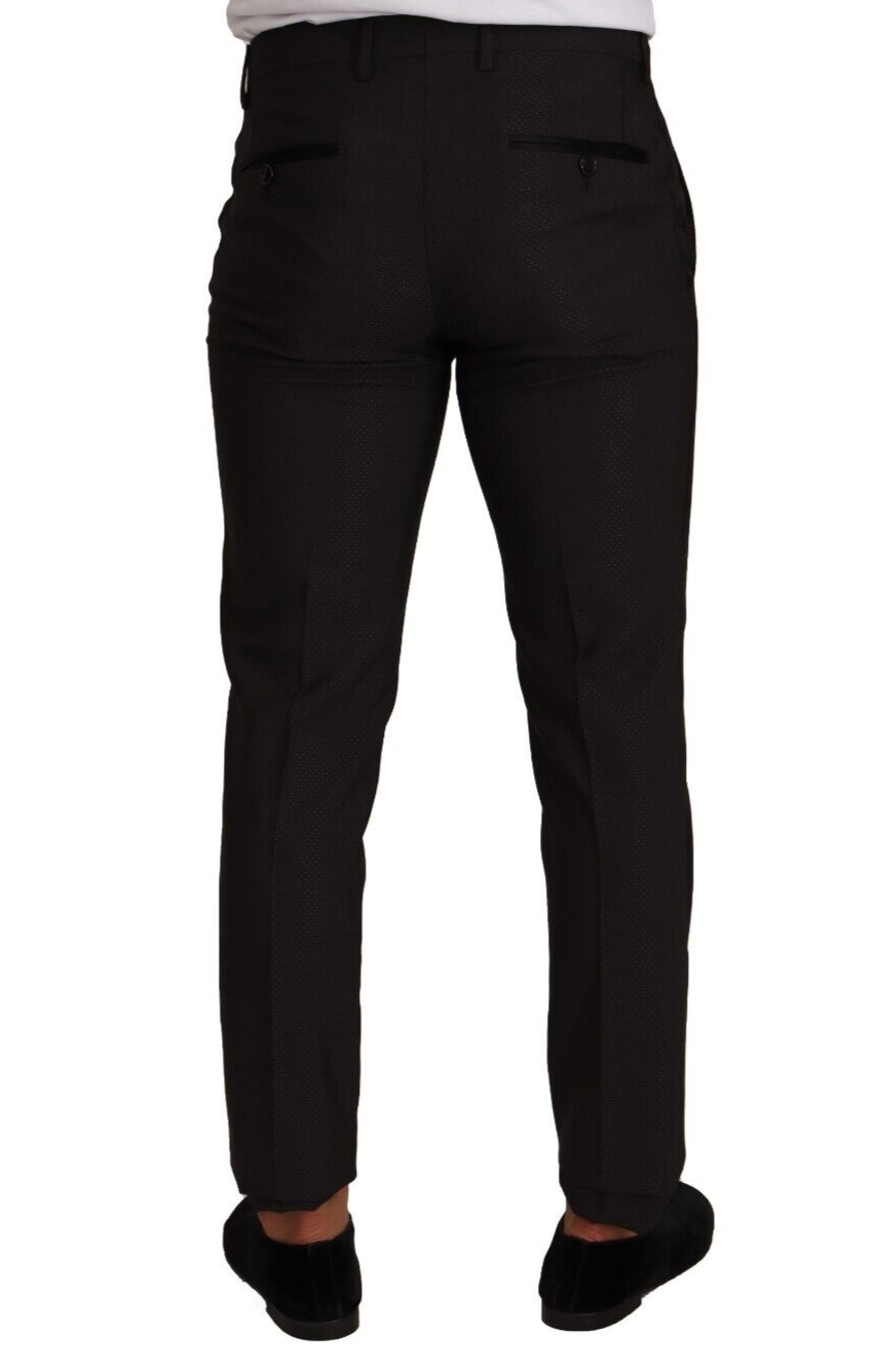 Dolce &amp; Gabbana Black Brown Formal Tuxedo Dress Pants