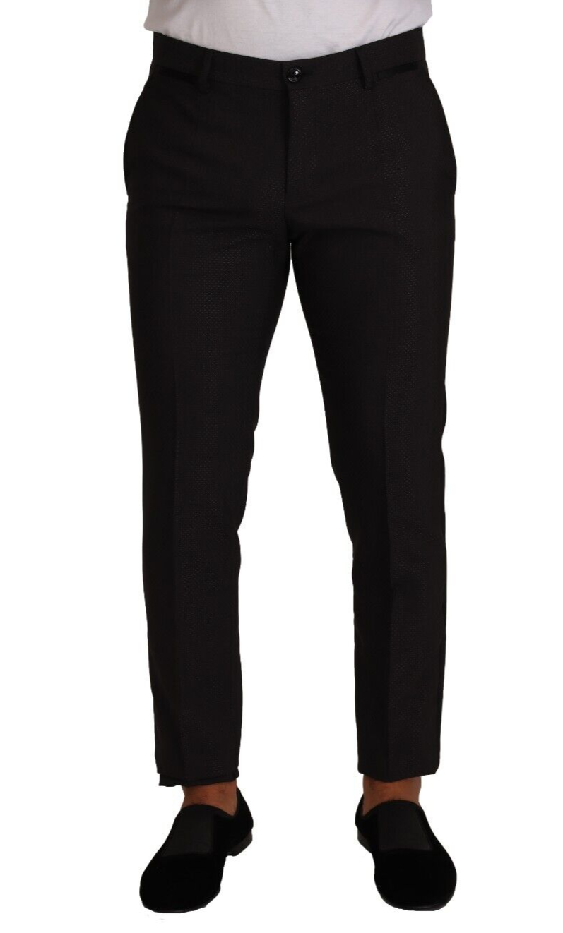 Dolce &amp; Gabbana Black Brown Formal Tuxedo Dress Pants