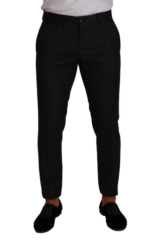 Dolce &amp; Gabbana Grey Check Wool Formal Trouser Dress Pants