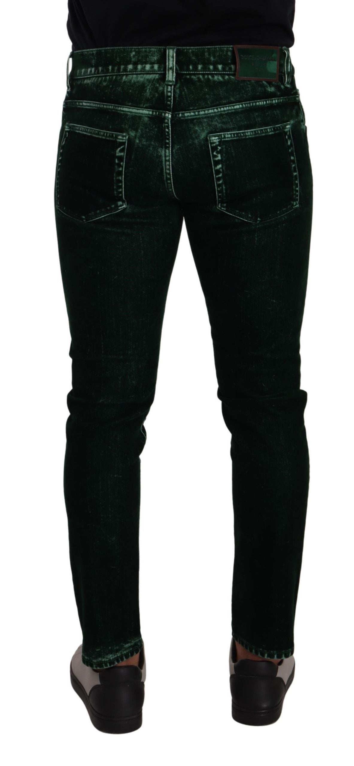 Dolce &amp; Gabbana Green Cotton Stretch Skinny Slim Fit Jeans