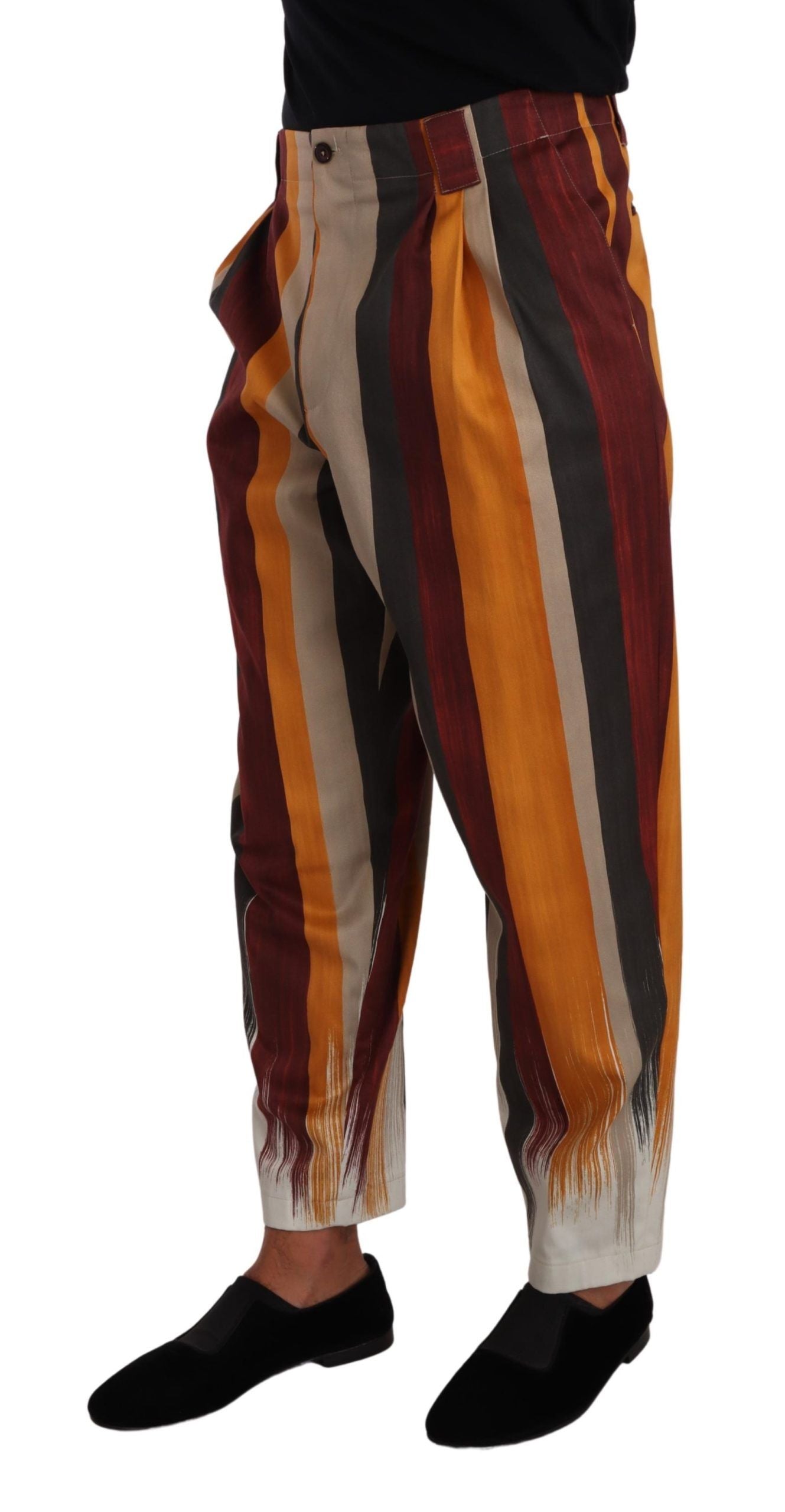 Dolce &amp; Gabbana Multicolor Striped Cotton Tapered Trouser Pants