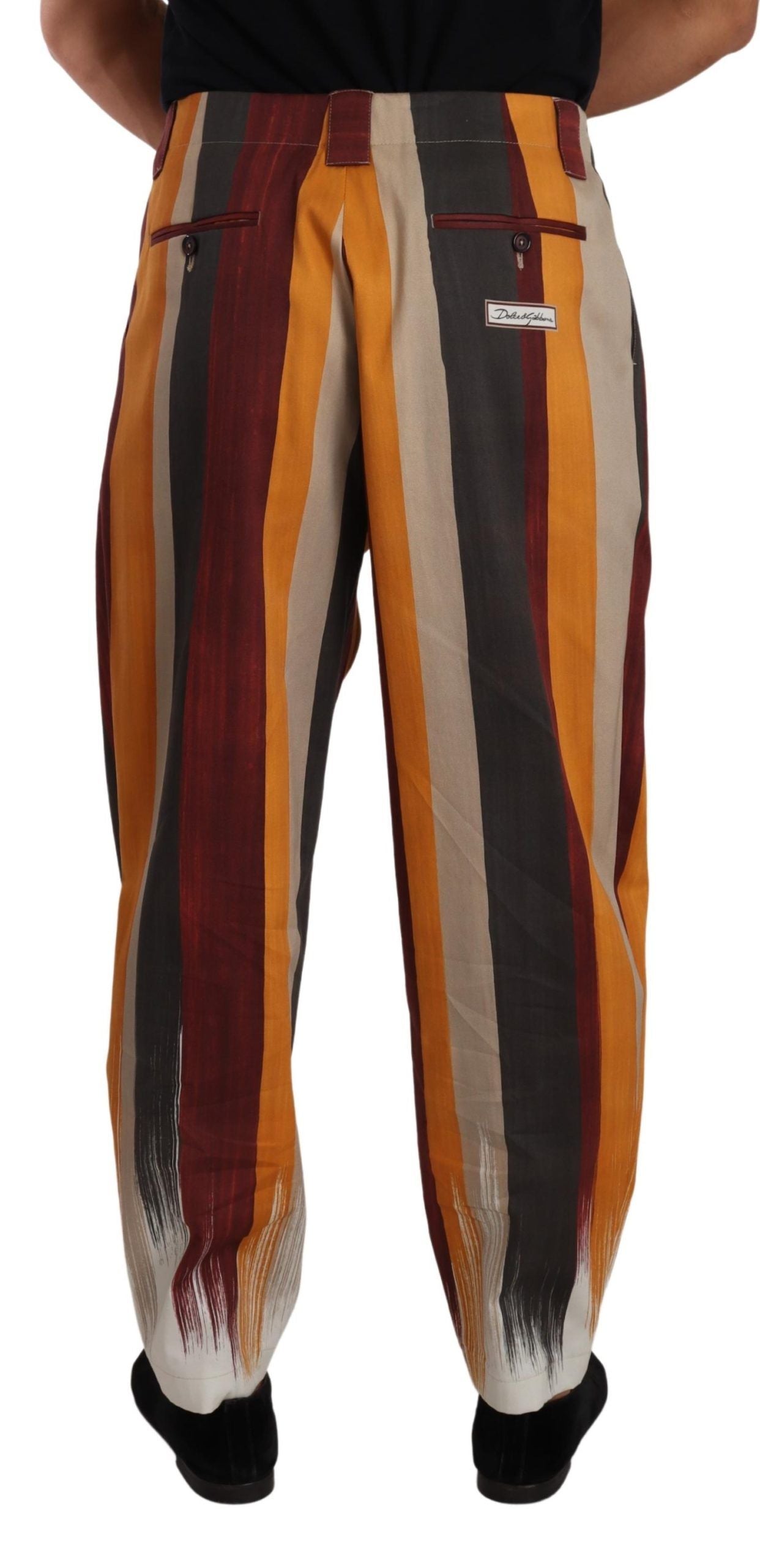 Dolce &amp; Gabbana Multicolor Striped Cotton Tapered Trouser Pants