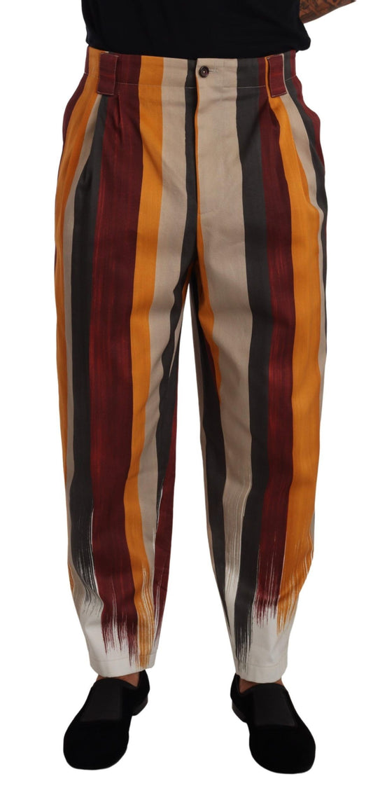 Dolce &amp; Gabbana Multicolor Striped Cotton Tapered Trouser Pants