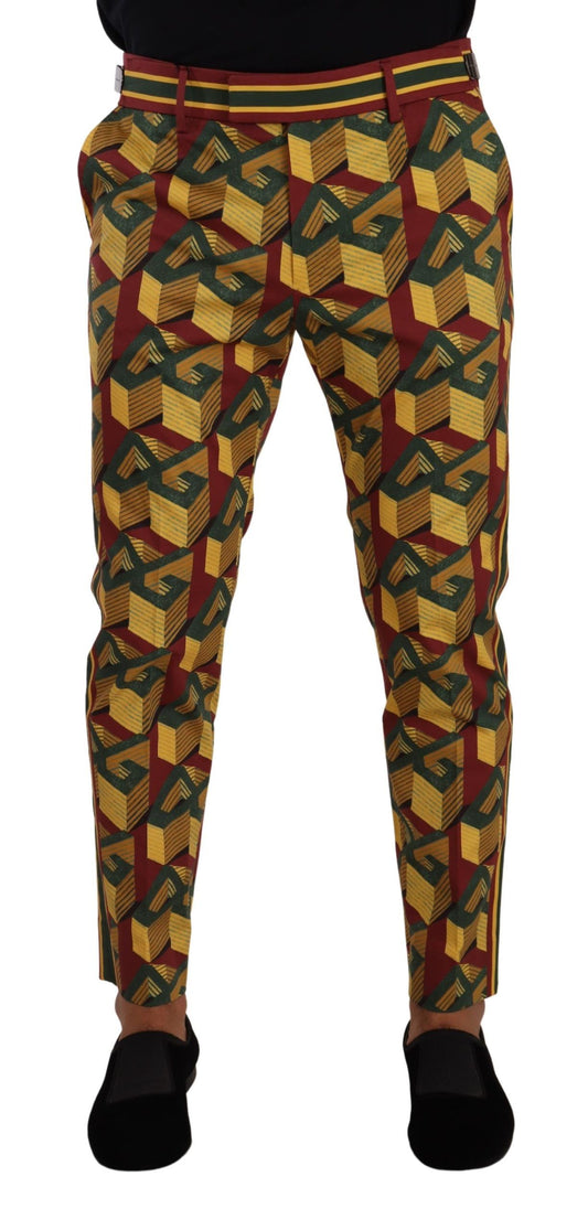 Dolce &amp; Gabbana Multicolor Logo Mania Cotton Tapered Trouser Pants