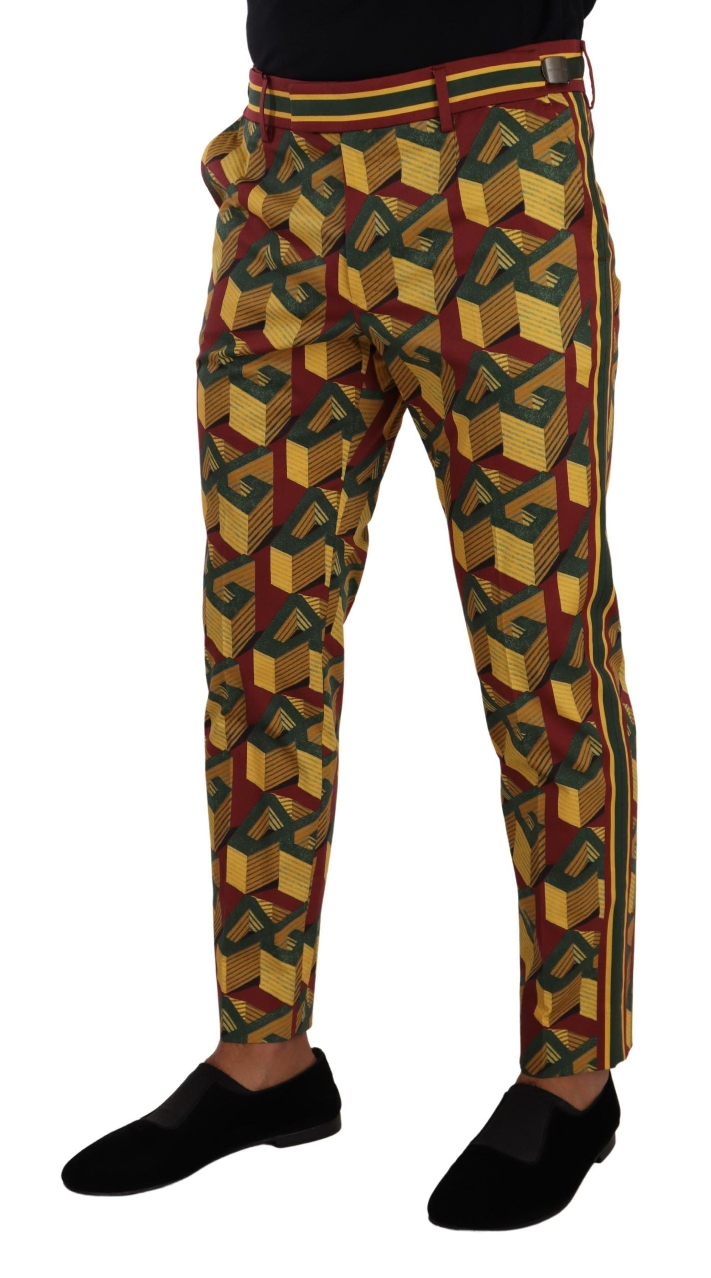 Dolce &amp; Gabbana Multicolor Logo Mania Cotton Tapered Trouser Pants