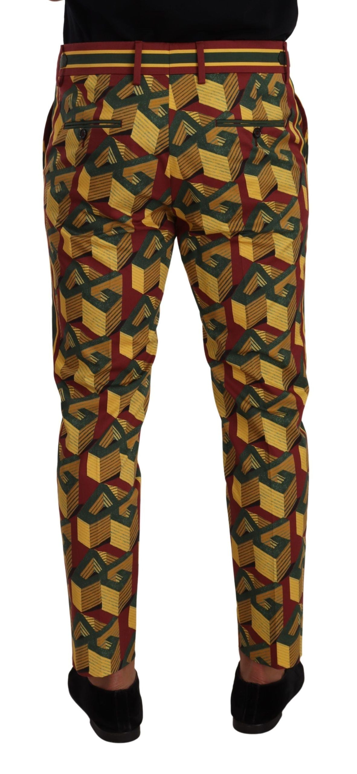 Dolce &amp; Gabbana Multicolor Logo Mania Cotton Tapered Trouser Pants