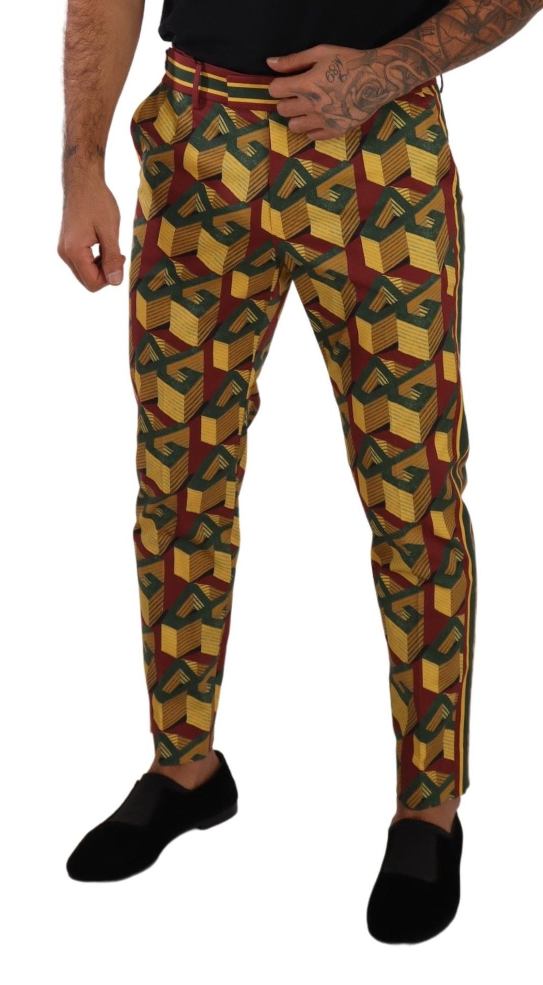 Dolce &amp; Gabbana Multicolor Logo Mania Cotton Tapered Trouser Pants