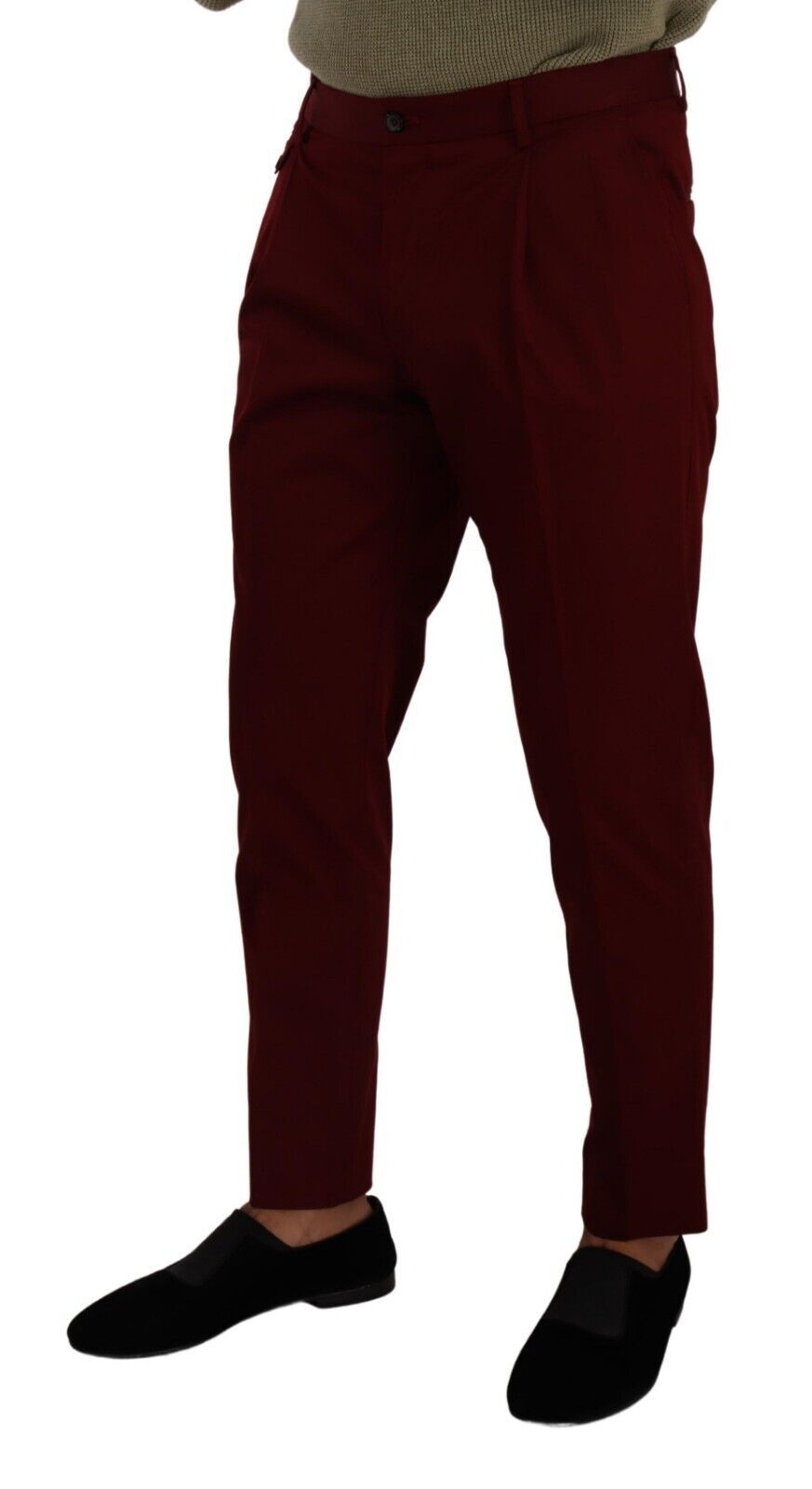 Dolce &amp; Gabbana Dark Red Cotton Mens Chinos Trouser Dress Pants