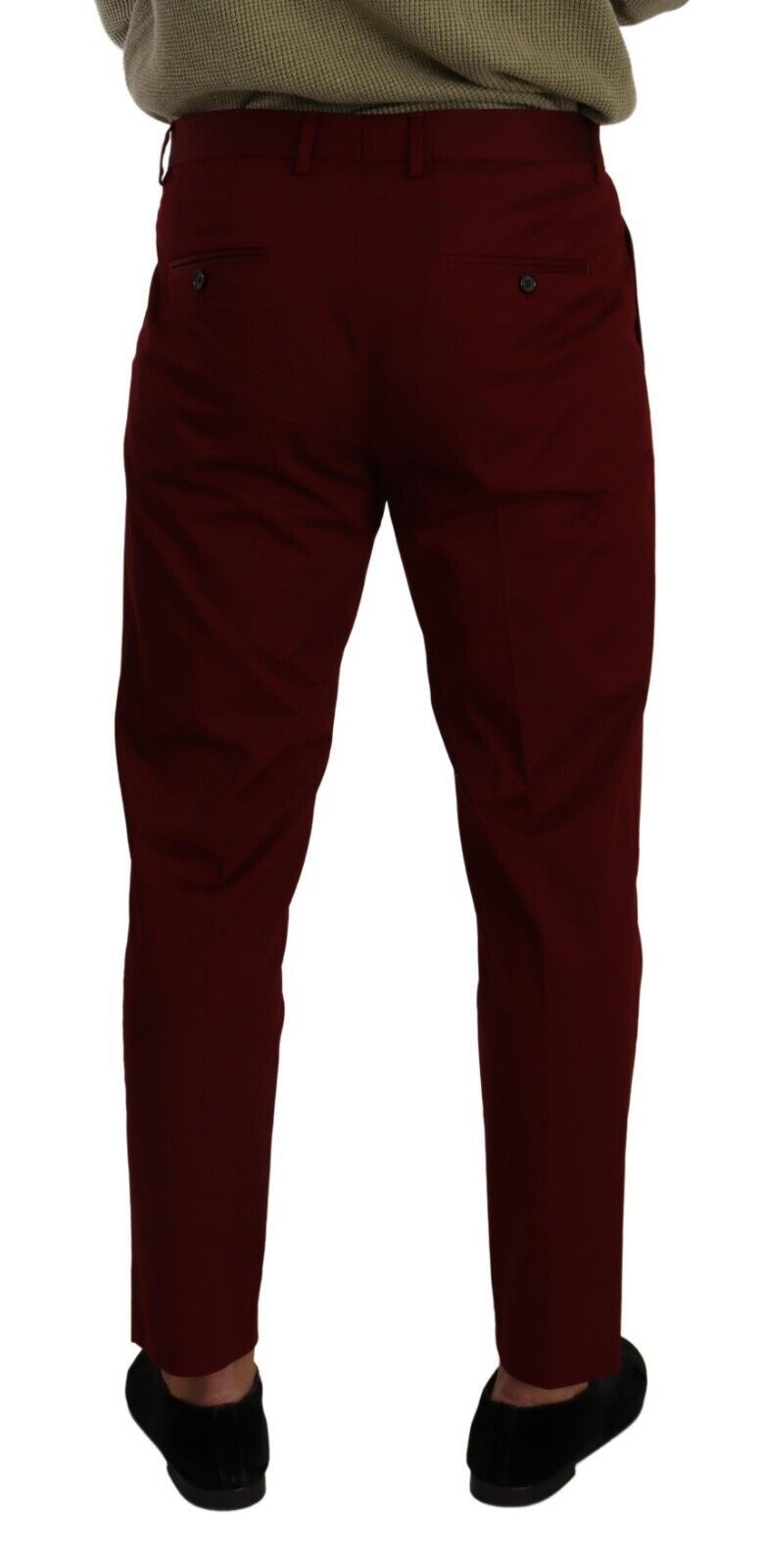 Dolce &amp; Gabbana Dark Red Cotton Mens Chinos Trouser Dress Pants