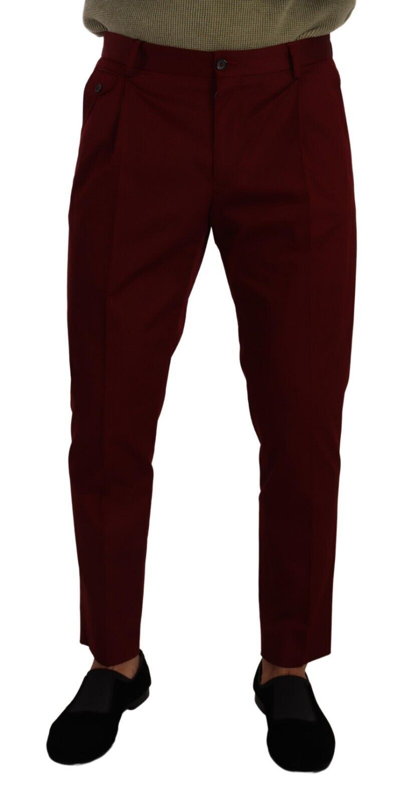 Dolce &amp; Gabbana Dark Red Cotton Mens Chinos Trouser Dress Pants