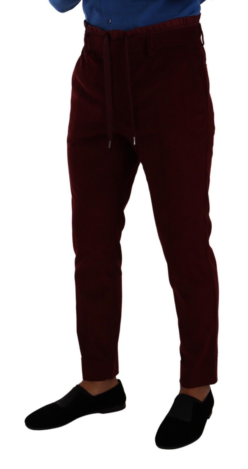 Dolce &amp; Gabbana Bordeaux Velvet Mens Formal Trouser Dress Pants