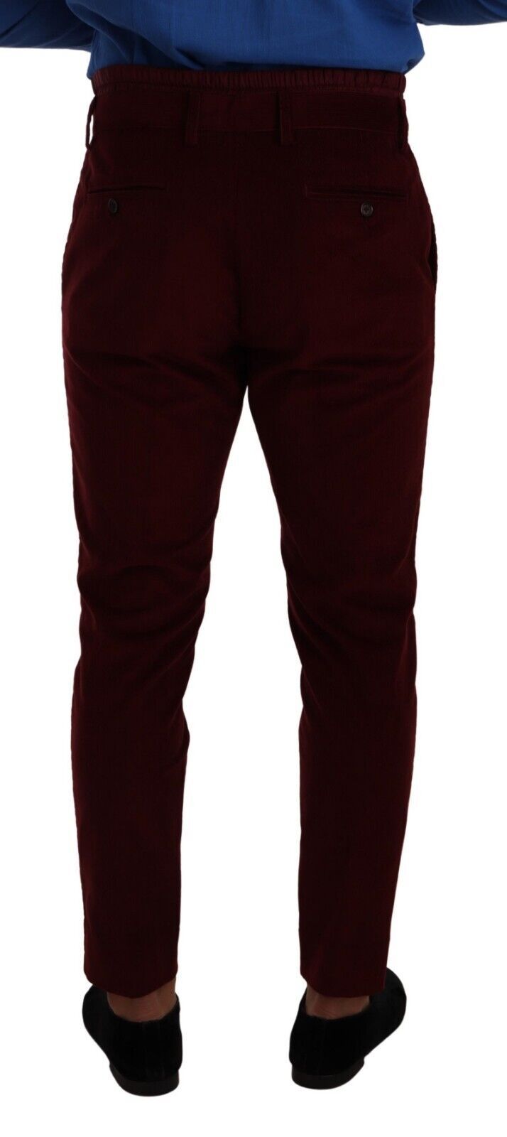 Dolce &amp; Gabbana Bordeaux Velvet Mens Formal Trouser Dress Pants