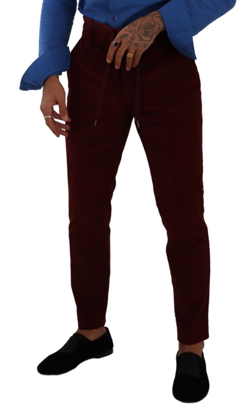 Dolce &amp; Gabbana Bordeaux Velvet Mens Formal Trouser Dress Pants