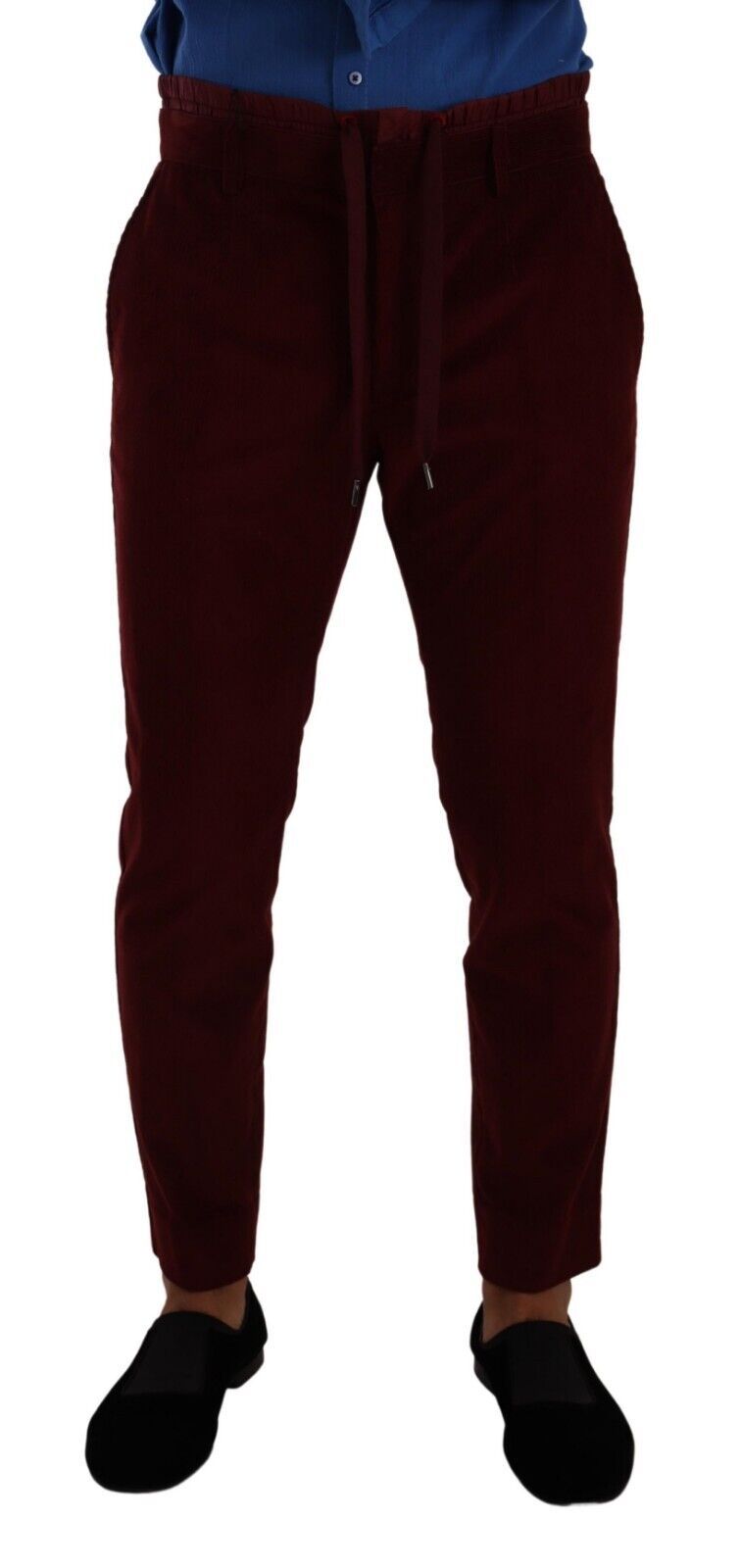 Dolce &amp; Gabbana Bordeaux Velvet Mens Formal Trouser Dress Pants