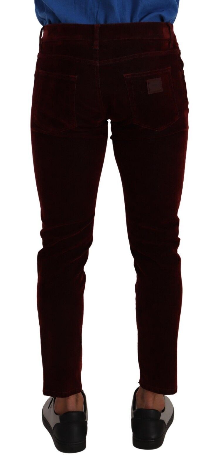 Dolce &amp; Gabbana Dark Red Cotton Velvet Skinny Men Denim Jeans