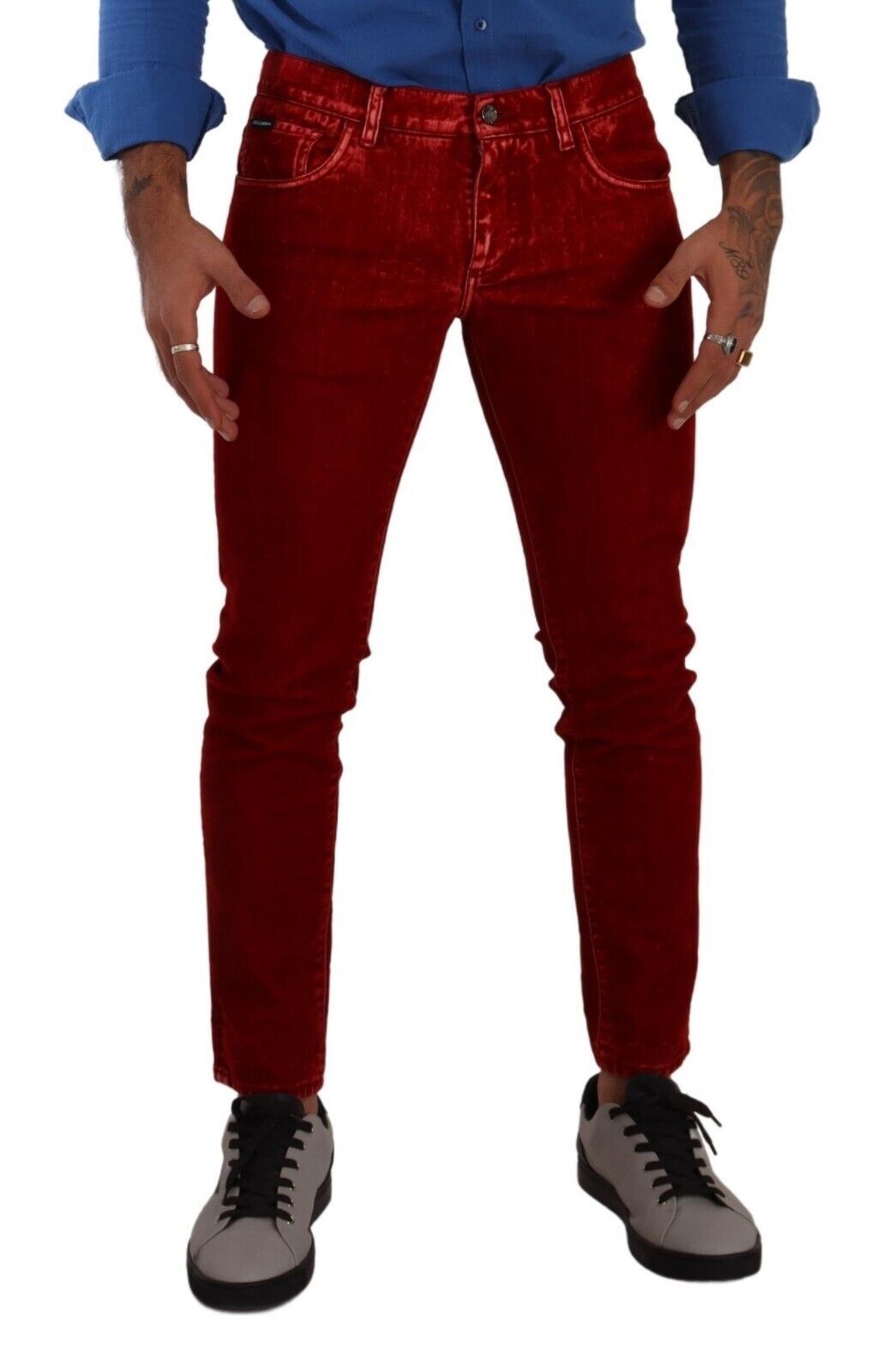 Dolce &amp; Gabbana Red Cotton Stretch Skinny Denim Trouser Jeans