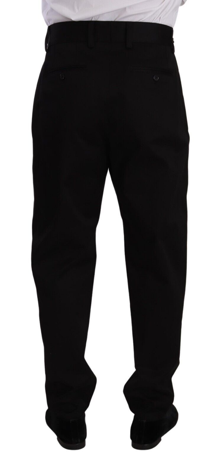 Dolce &amp; Gabbana Black Cotton High Waist Men Trouser Dress Pants