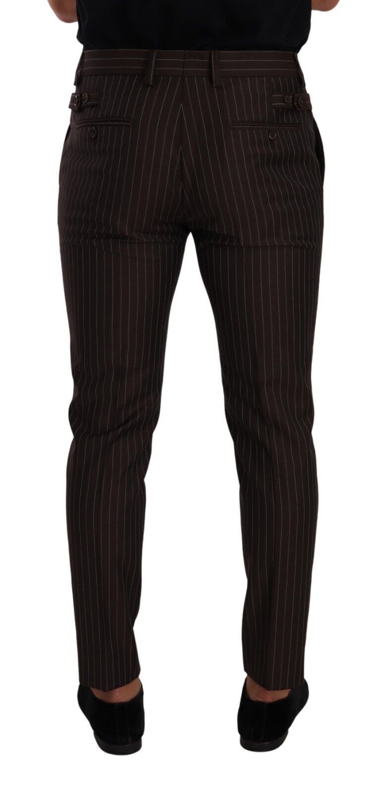 Dolce &amp; Gabbana Brown Striped Wool Formal Trouser Dress Pants