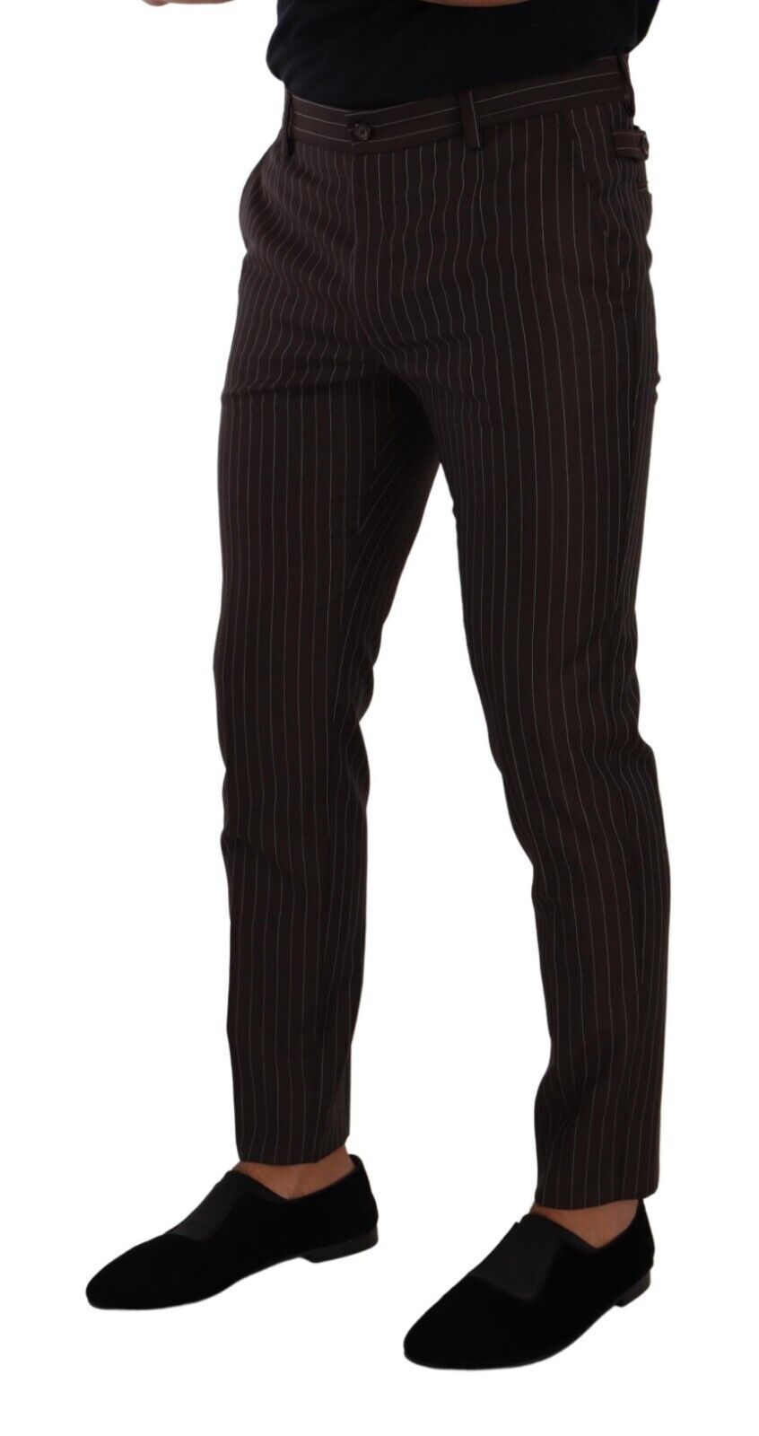 Dolce &amp; Gabbana Brown Striped Wool Formal Trouser Dress Pants